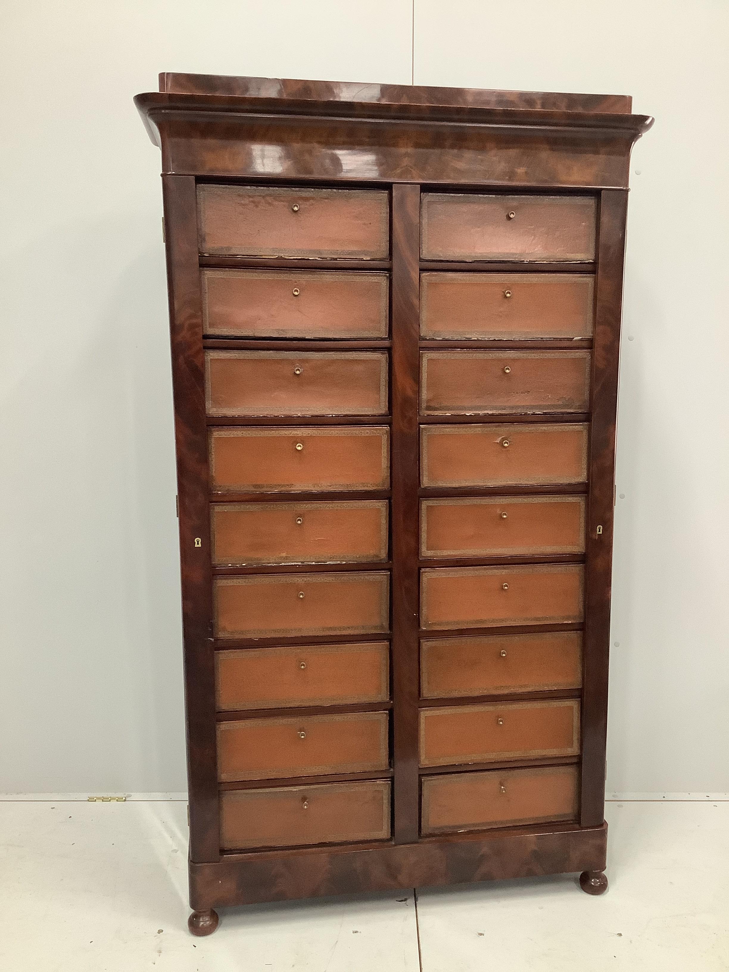 A 19th century French mahogany notary's cabinet, width 106cm, depth 37cm, height 182cm